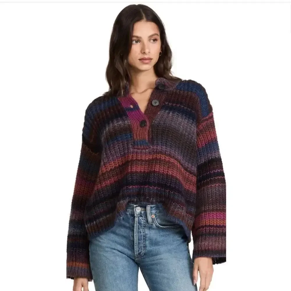 Something Navy Ombre Henley Sweater - Multicolor size medium
